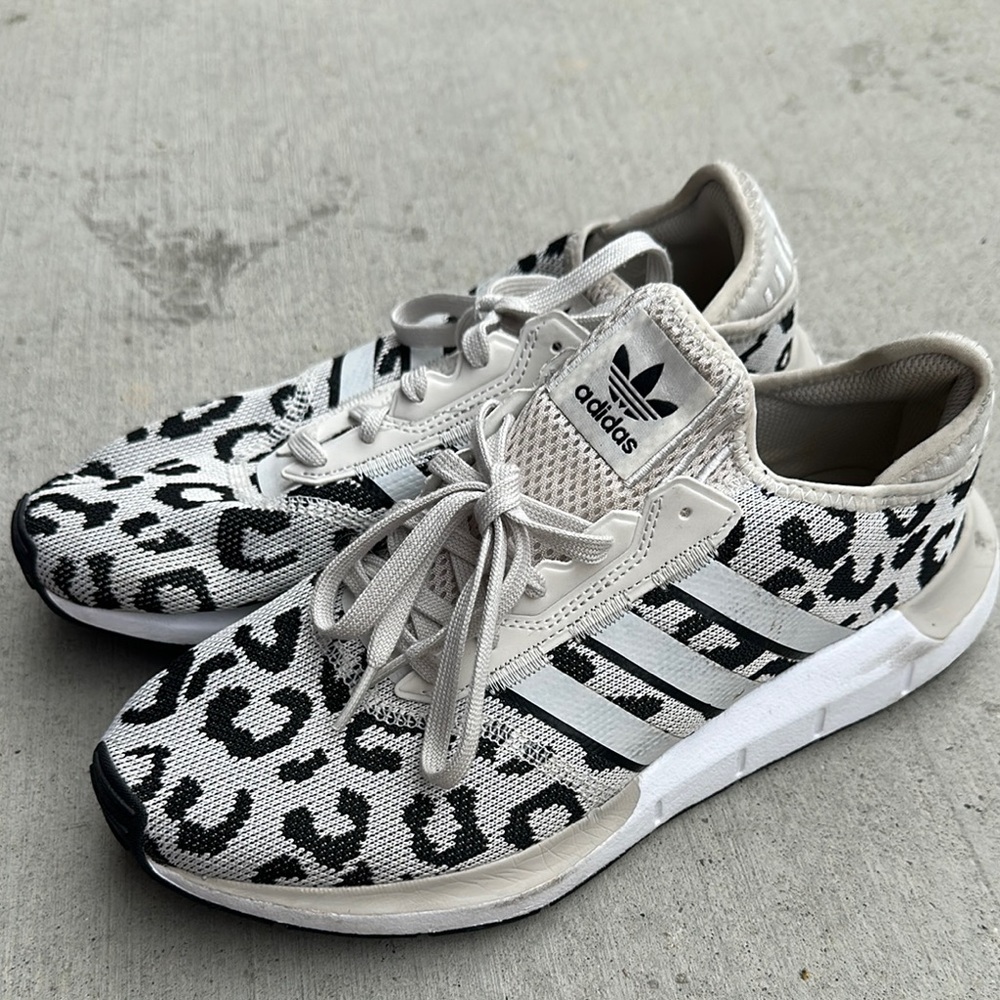 Adidas Women's Black and White Leopard Sneakers